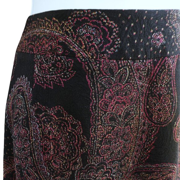 SiLK WooL Vintage Talbots Midi Skirt Dark Paisley Lined Side Zip A Line NO Slit - Picture 2 of 8